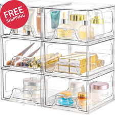 6pc Clear Stackable Storage Drawers Acrylic Desktop Organizer For Makeup Home