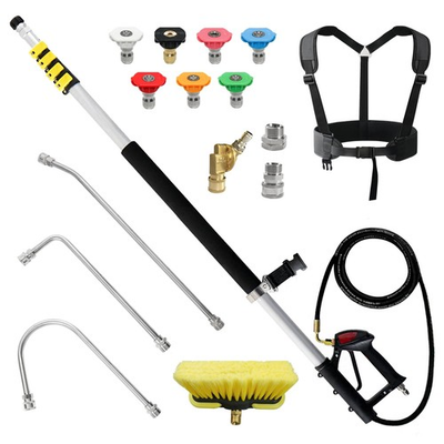 #ad 24 FT Aluminum Telescoping Pressure Washer Wand with 2 Pressure Washer Exten... $181.63