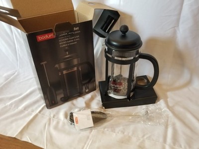 BODUM JAVA 4pc Set French Press Coffee Maker K1908 NEW Open Box Milk Frother