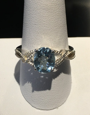 NEU MIT ETIKETT HIMMELBLAUER TOPAS RINGGRÖSSE 10 IN 925 STERLINGSILBER