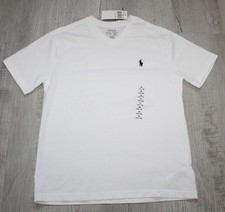 Polo Ralph Lauren Big Boys Cotton Jersey V-Neck T-Shirt White Size M 10-12