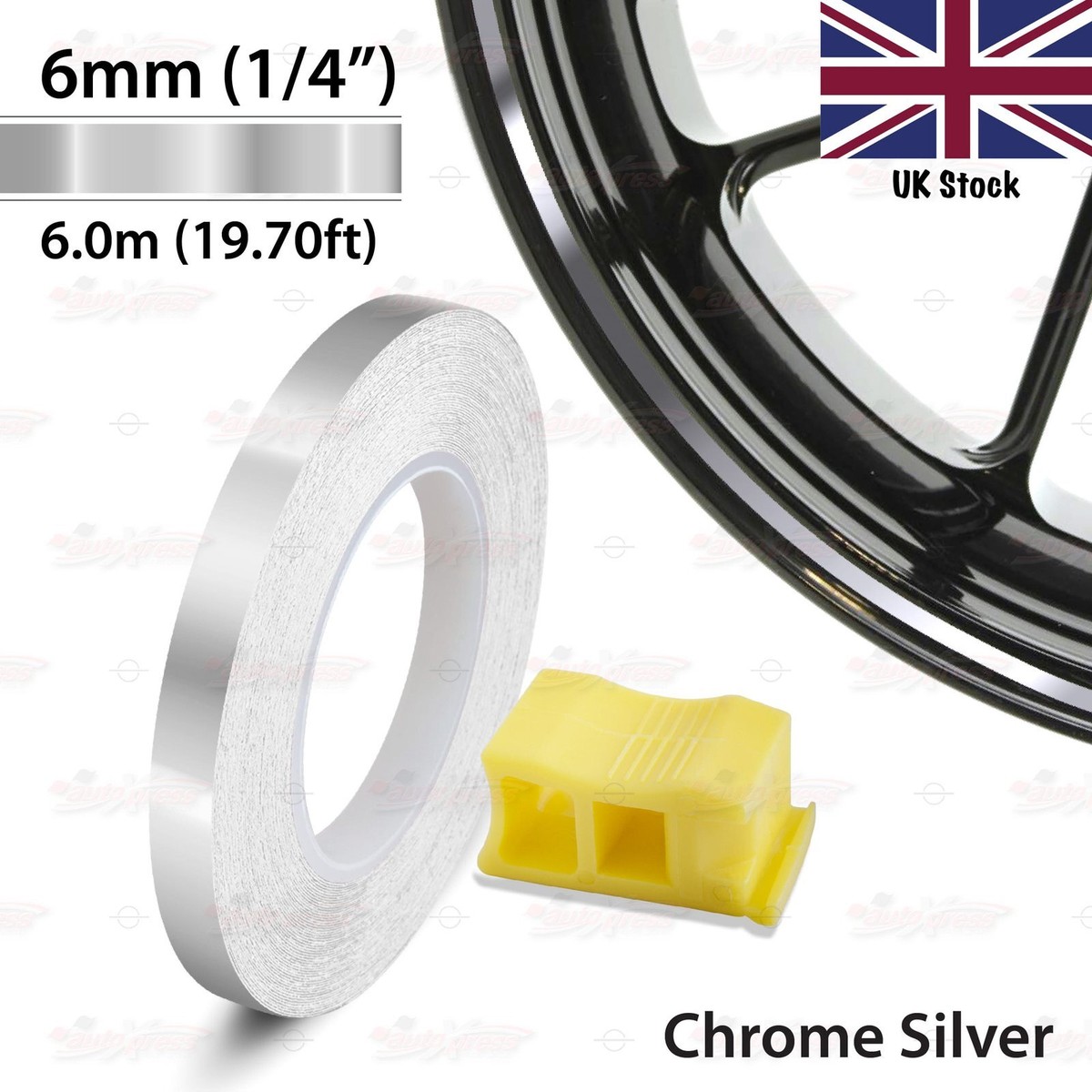 Nastro Adesivo Per Cerchi 6mm X 10m - Striscia Decorativa Auto, Moto, Bici, PVC Autoadesivo, Colore Nero, Resistente Agli Agenti Atmosferici