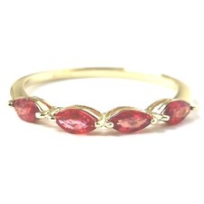 9ct Gold Blood Orange Zirconia Ring Size O Band UK Hallmarked 1.1g