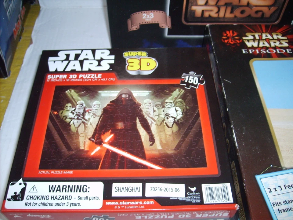 3 PUZZLE VINTAGE STAR WARS TRILOGY EPISODIO I MILTON BRADLEY 300 PIEZAS NUEVO Foto 4 de 4