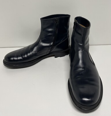 JIL SANDER Men's Blue/Black Leather Chelsea Zip Ankle Boots Size 42 EU 9 US -EUC
