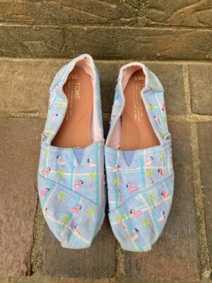 Toms Blue Flamingo Plaid Women's Shoes 6.5