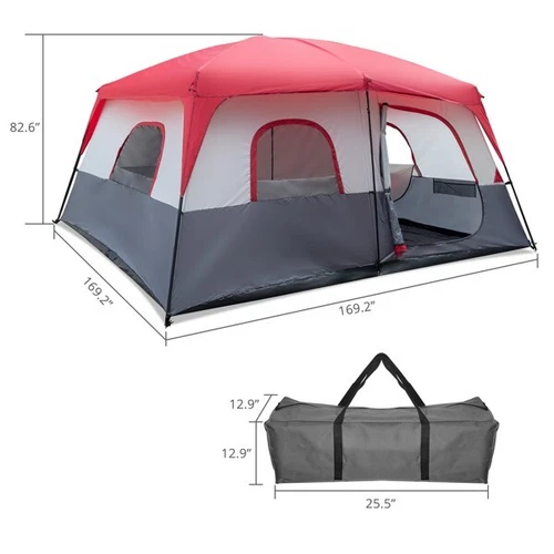 Polyester Fiberglass Poles Can Accommodate 14 People Camping Tent Red - Picture 19 of 19