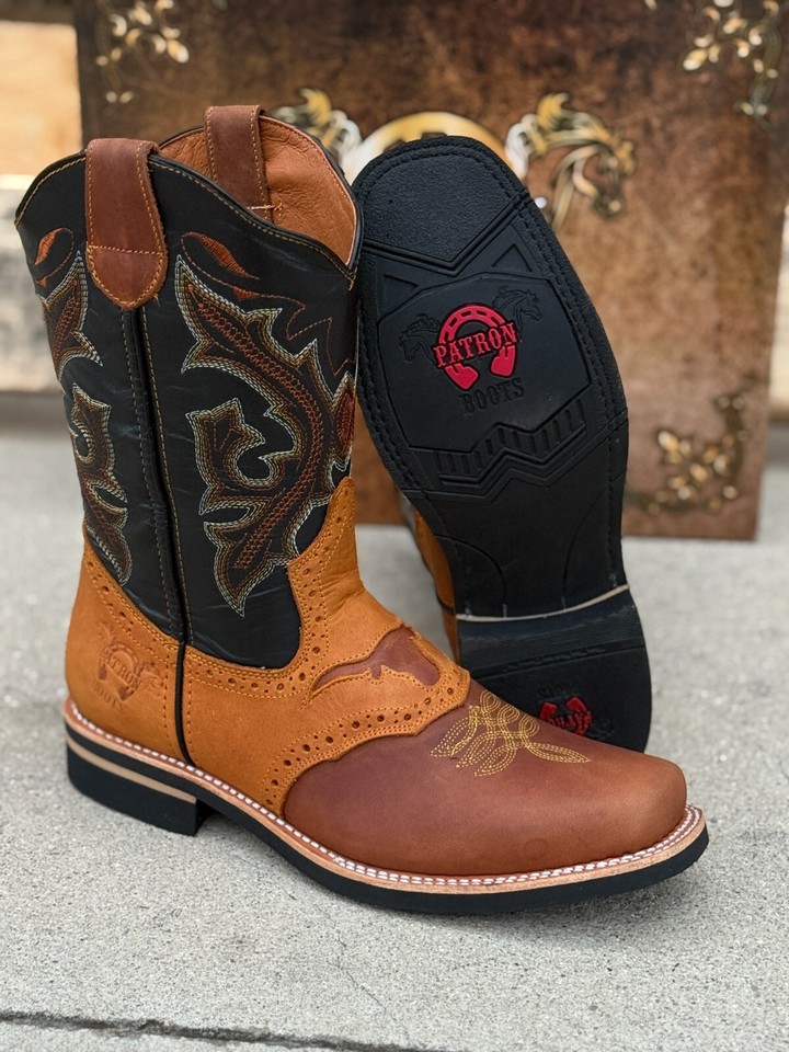 MEN'S WESTERN WORK BOOTS FULL GRAIN LEATHER COWBOY GEAR RANCH SQUARE ...