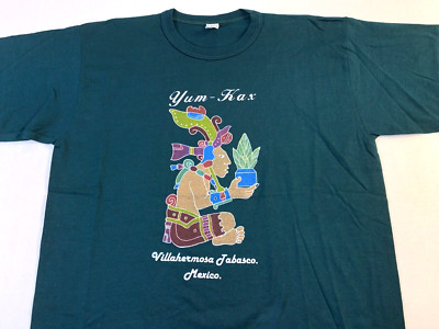 Yum Kax Villahermosa Tabasco Mexico Mayan Graphic Dark Green T-Shirt New! MEDIUM