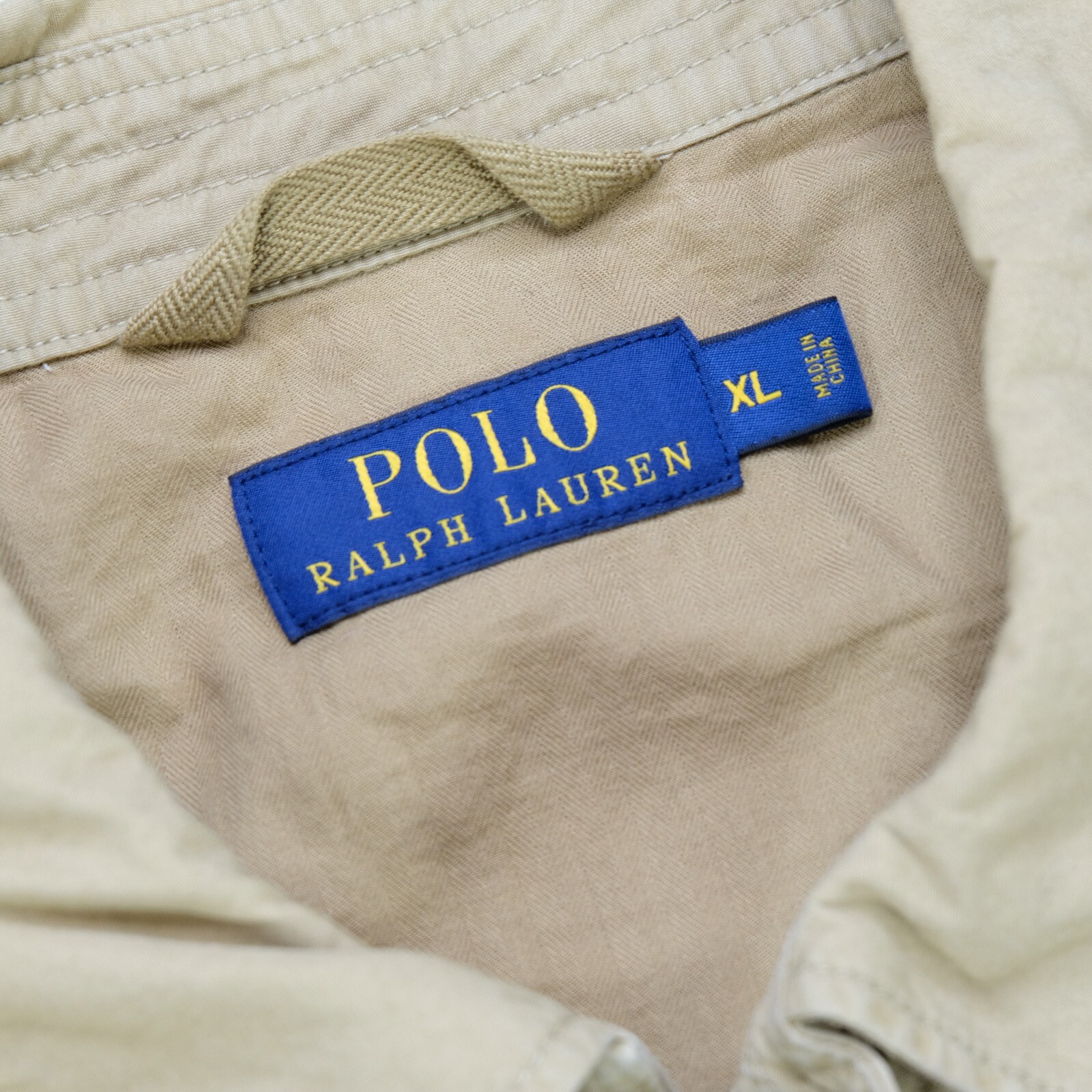 Rara giacca bomber vintage polo ralph lauren piccola pony cerniera intera anni '90 marrone chiaro XL