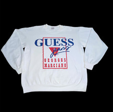 Vintage 1992 Guess Jeans USA Crewneck Sweatshirt White Large Georges Marciano