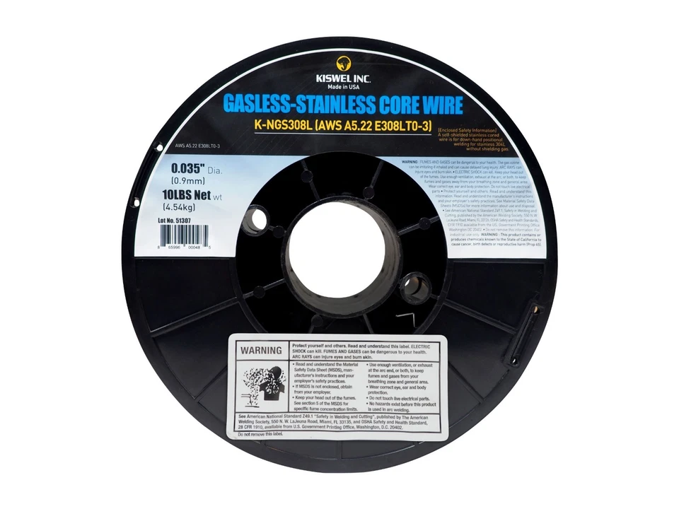 (Hecho en EE. UU.) E308LT0-3,035 pulgadas de diámetro 10 lb. Soldadura inoxidable sin gas (2 rollos) Foto 4 de 4