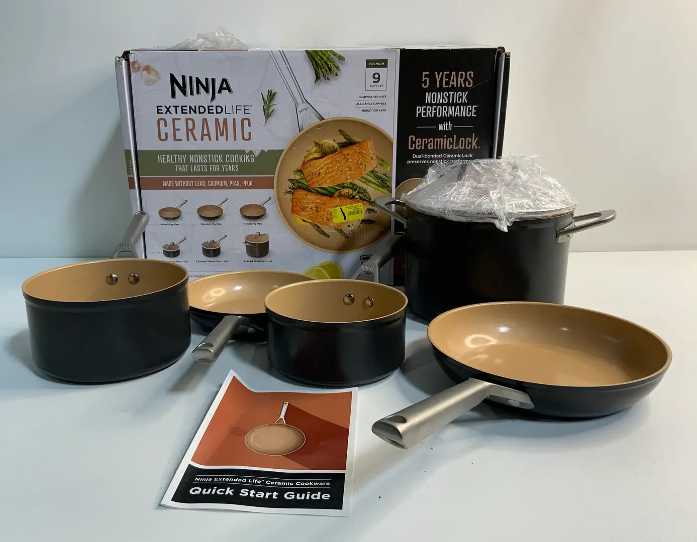 Ninja Extended Life Premium Ceramic 9-Piece Nonstick Cookware Set CW99009-image