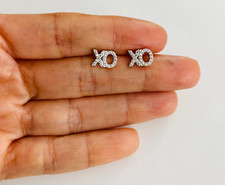 925 Sterling Silver XO Stud Earrings, 6.5 mm x 9.4 mm - E66