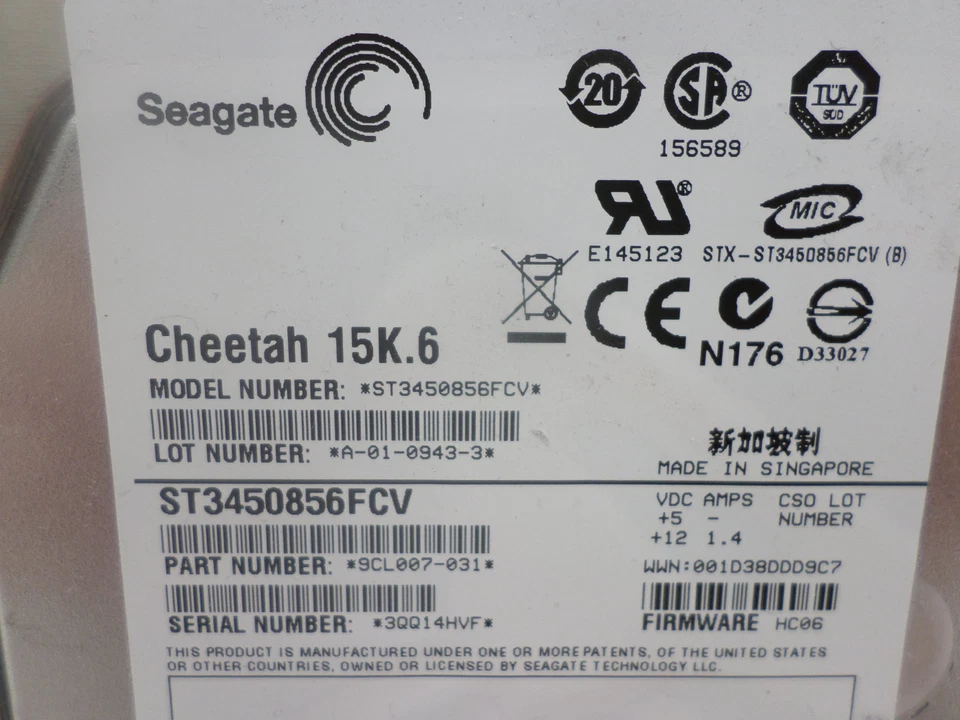  EMC seagate Cheetah 450gb 15k 6 4gb fc 9cl007-031 st3450856fcv - Image 2 of 4