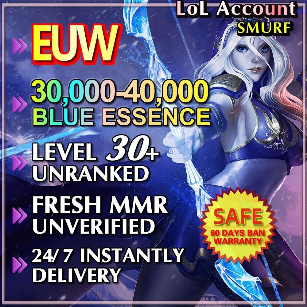 EUW, League of Legends Account, 40K BE, Level 30 Smurf, Unranked, LoL