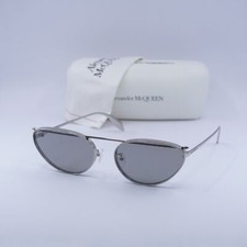 New Alexander McQueen AM0424S 004 Silver/Grey with Silver Mirror 62-20-145 Su...
