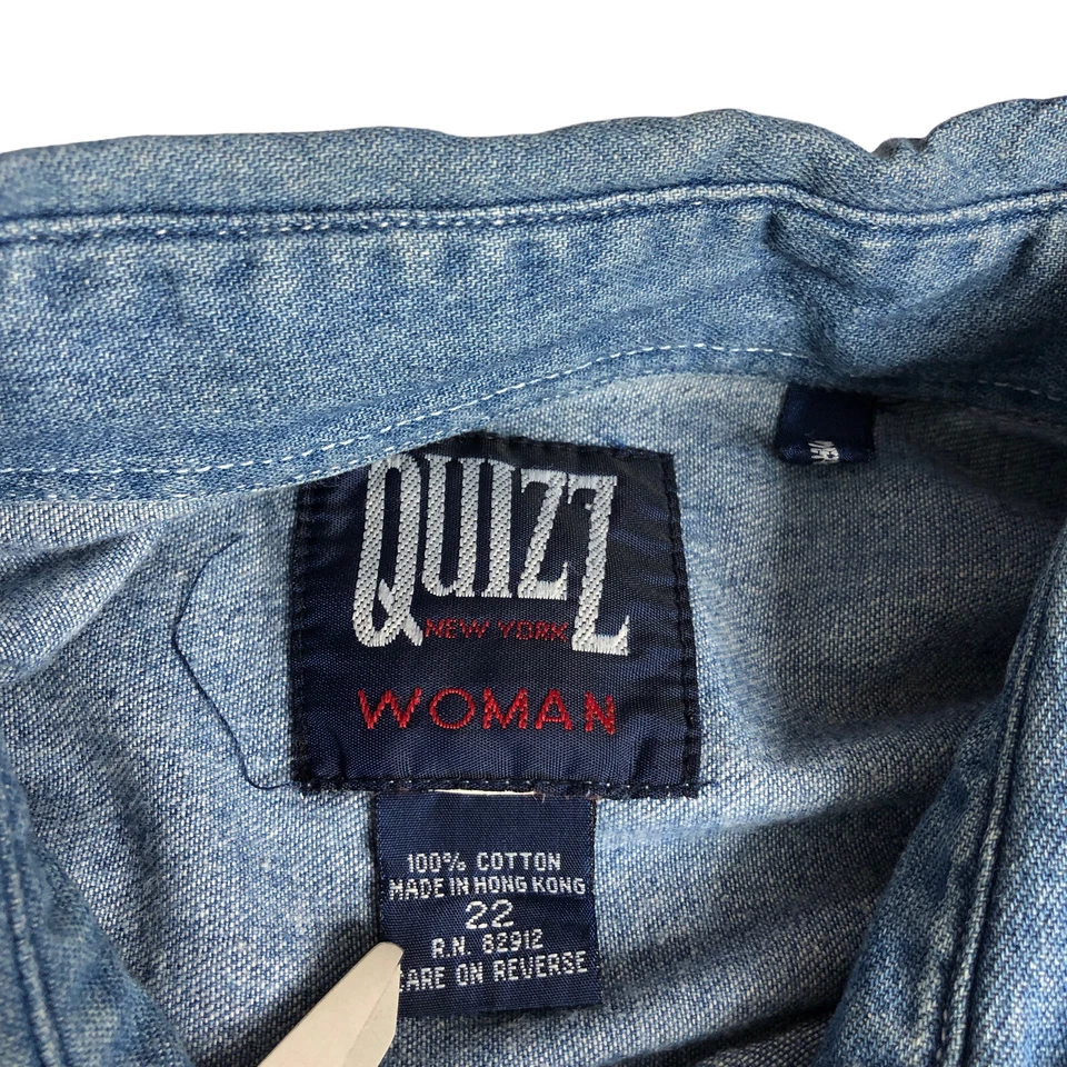 Top vintage Quizz New York para mujer 22 osos de mezclilla azules bordados Grannycore años 90 Foto 4 de 4