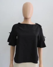 See By Chloe Black Short-Sleeved Blouse/Top Size F 34/US 2
