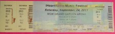 IHEART RADIO MUSIC FESTIVAL ORIG CONCERT USED TICKET, MGM GRAND VEGAS 9/24/2011