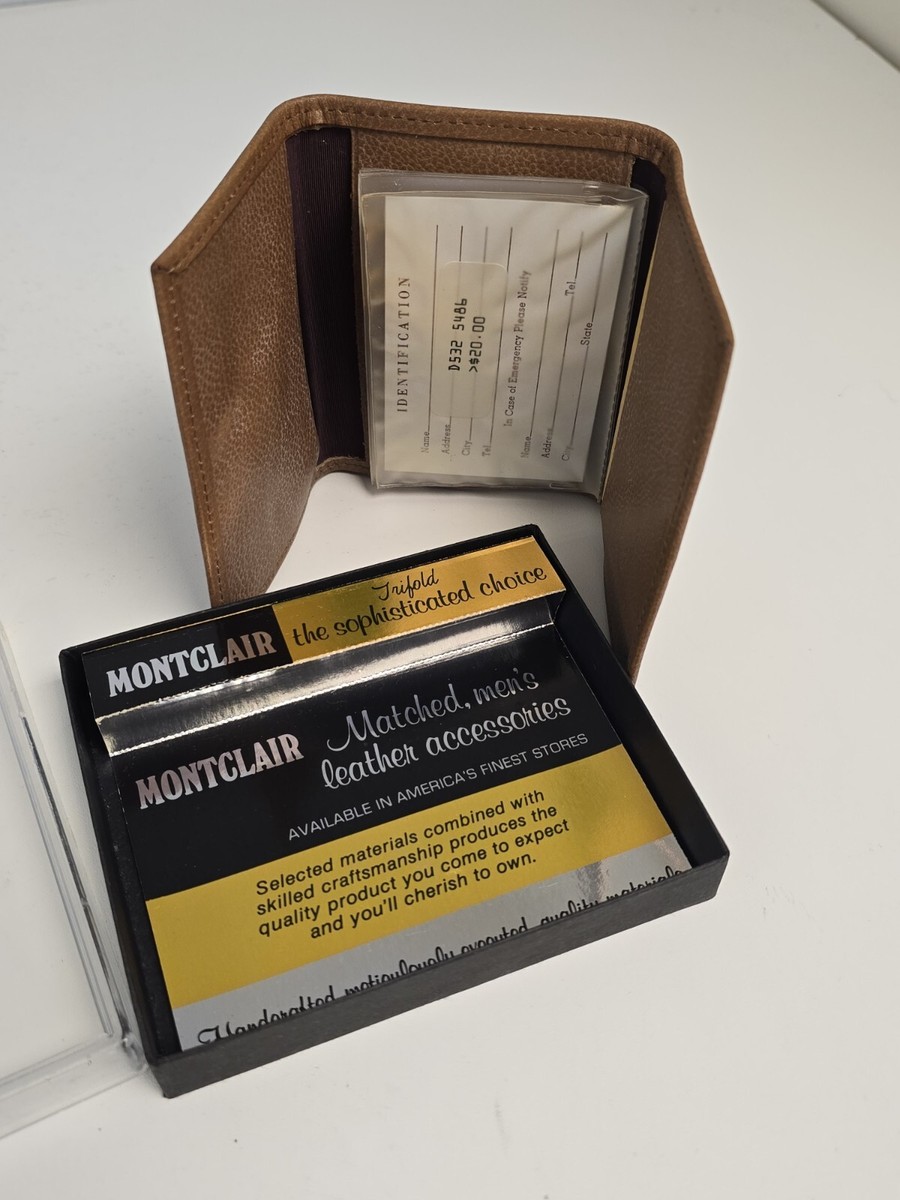 VINTAGE MEN'S MONTCLAIR TRIFOLD WALLET - Brown - Genuine VINTAGE MEN'S MONTCLAIR TRIFOLD WALLET - Brown - Genuine