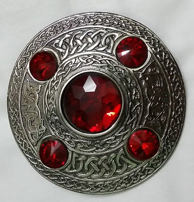 Keltische Fliege karierte Brosche roter Stein Antik-Finish schottischer Kilt Pin & Broschen 4"