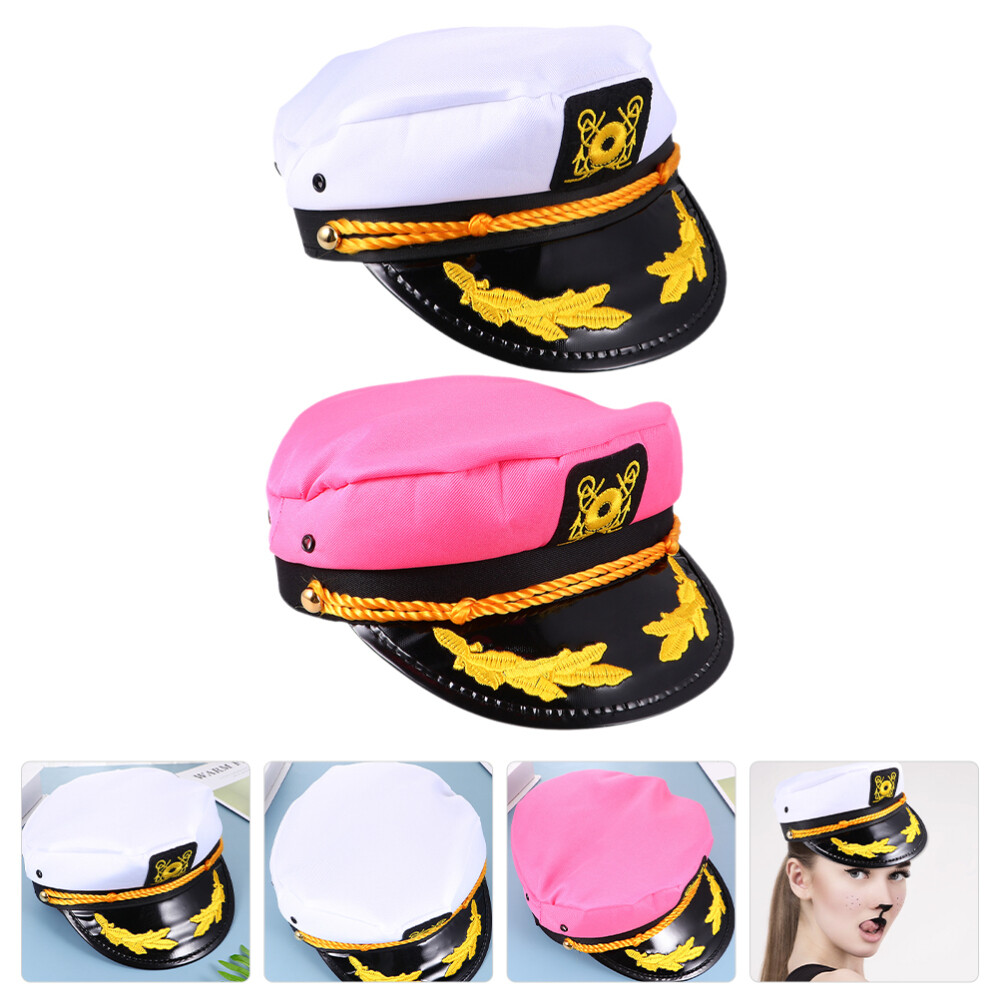 2pcs Polyester Sailor Hat Cosplay Hat Costume Party Captain Hat Party