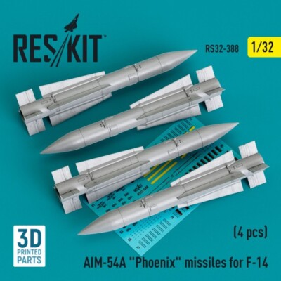 AIM-54A ''Phoenix'' Raketen für F-14 (4 Stück) für Maßstabsmodell 1:32 ResKit R...
