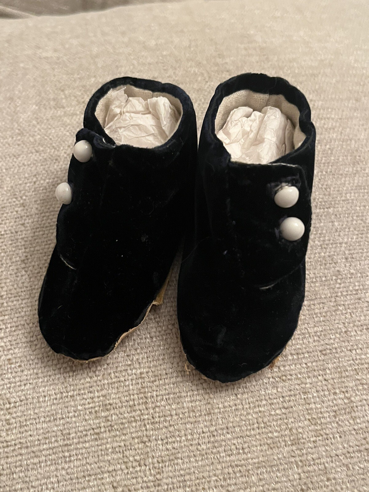 Antique Black Velvet Victorian Doll Shoes For Antique Doll 3.5” Long eBay