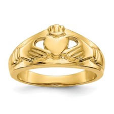 Real 14kt Yellow Gold Polished Ladies Claddagh Ring S:6