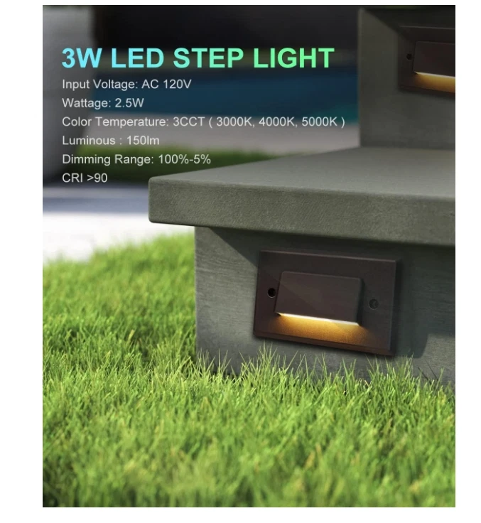 Paquete de 3 luces LED regulables de 5W, luz de escalera interior/exterior Foto 2 de 4