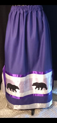 Indigenous Hand Made Purple Wandering Bears Ribbon Skirt
