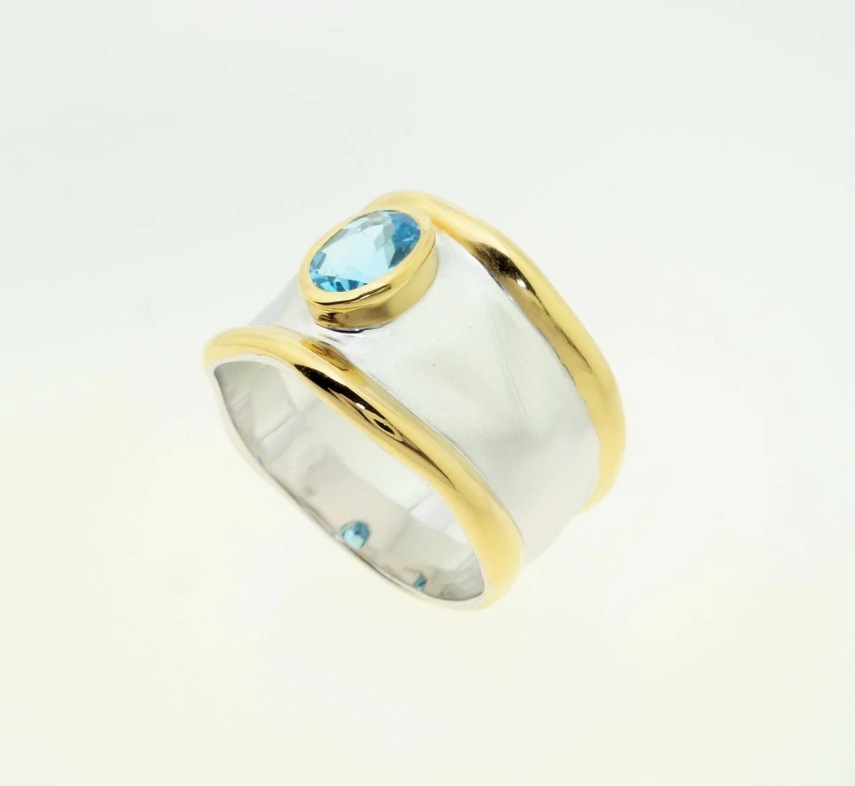 Anillo SR305SBT .925 Plata de Ley Natural Suizo B Topacio AAA Fina Calidad Talla 6 Foto 3 de 4