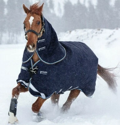 Horseware Rambo Duo Turnout Combo Liner System All in One Teppich Kapuze Marineblau 5'6"-7'3
