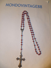 CORONA ROSARIO LUNGHEZZA 40 CM ROSA ANTICO VINTAGE ANNI 80