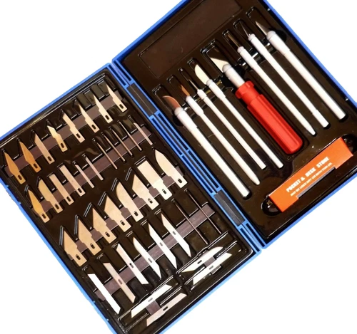 Profi Cutter Bastel Präzision Schnitzmesser Skalpell Modellbau Set 56 tlg.