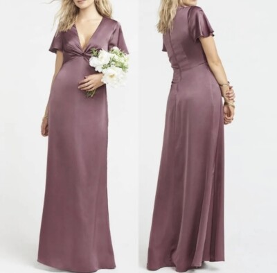 Show Me Your Mumu Dress S Dusty Plum Luxe Twist Rome Gown Satin Bridal Party NEW