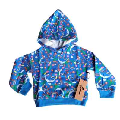 Cristina Martinez Kid's Printed French Terry Hoodie, Blue P Blossom Sz-3