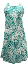 Pareau Leaves Women's Short Tank Flared Hawaiian Dress