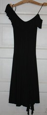 S0-DANCA Sz 8/10 Black Adult DANCE Dress Soft Ruffled Split Skirt