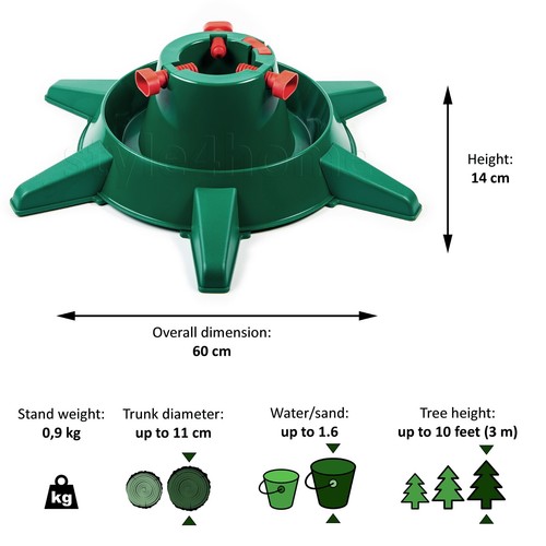 Christmas Tree Stand Base Sturdy & Stylish - Water Reservoir for Real Trees 10ft - Picture 3 of 8