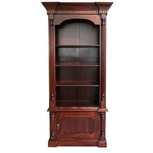 Solid Mahogany Wood 4 Shelves and Cupboard Bookshelf / PRE-ORDER - Picture 2 of 2