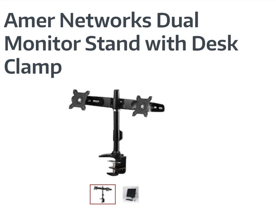 AMR2C: Montaje de monitor dual - Abrazadera de escritorio - Muestra hasta 2/dos pantallas de 24 pulgadas Foto 3 de 3