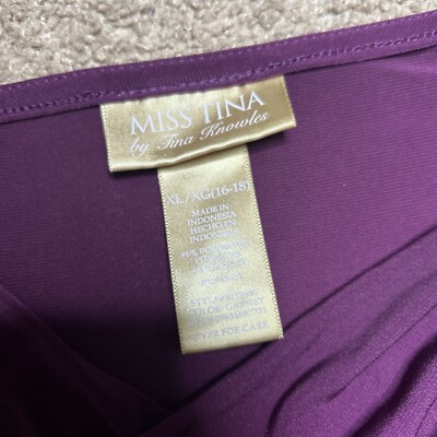 Women's XL (16-18) Miss Tina By Tina Knowles Purple Red & Black