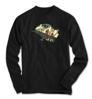 Herren T-Shirt Longsleeve Old School Full Metal Koch - Born to Cook Helm