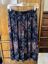 Vintage 80s Blair Floral Paisley Skirt Flowy Midi Made in USA Rayon Size S 27"