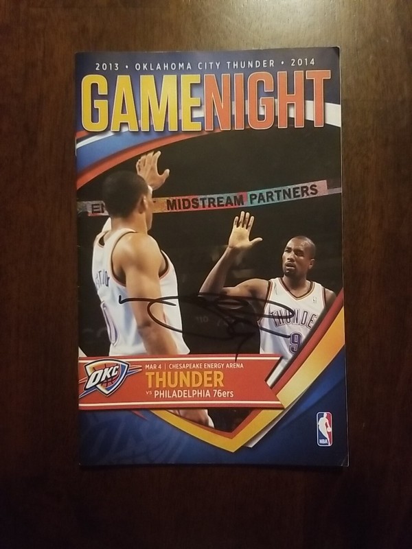 Nick Collison autograph game program OKC Thunder 2013/14