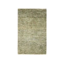 2'x3' Brown Grass Design Hand Knotted Mat Oriental Small Wool Rug R76513
