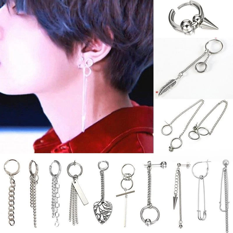 Kpop Bangtan Boys Kim Taehyung V Jimin Chain Ear Stud Earrings Jewellery Gifts