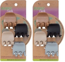 Planet Goody Heritage 4 Count Pack of 2 , Medium Claw Clips 4 Ct Neutral 